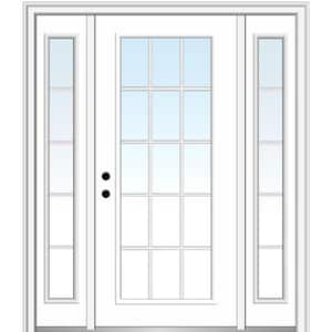 64.5 in. x 81.75 in. Classic Right-Hand Inswing 15-Lite Clear Primed Fiberglass Smooth Prehung Front Door with Sidelites