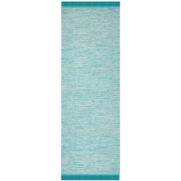 SAFAVIEH Montauk Turquoise 2 ft. x 7 ft. Border Solid Gradient Runner Rug