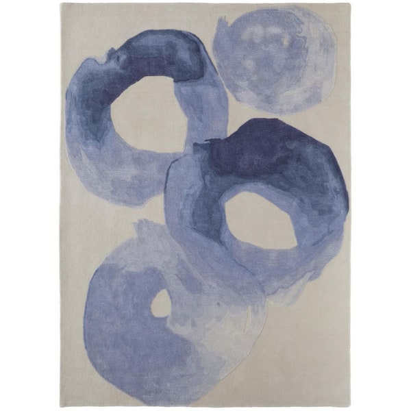 9 ft. x 12 ft. Blue, Ivory Abstract Area Rug