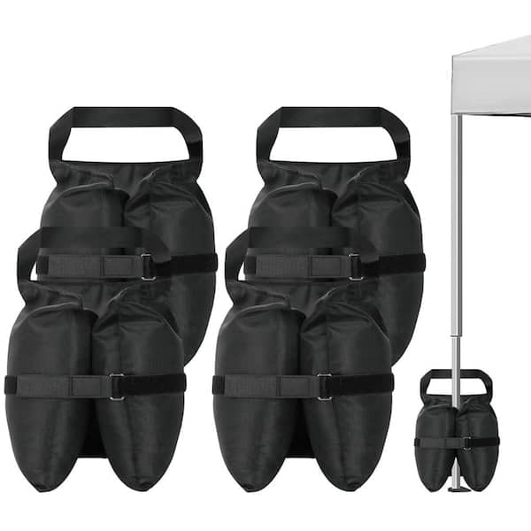 140 lbs. Heavy Duty 3-Compartment Canopy Sand Bags for Pop Up Tent Legs, (4-Pack, Black)