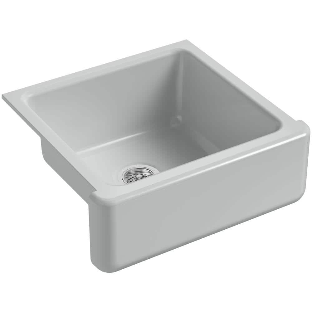 KOHLER Whitehaven Farmhouse Apron Front Cast Iron 24 In Single Basin   Ice Grey Kohler Farmhouse Kitchen Sinks K 5665 95 64 1000 