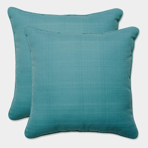 Pillow Perfect Solid Blue Square Outdoor Square Throw Pillow 2-Pack