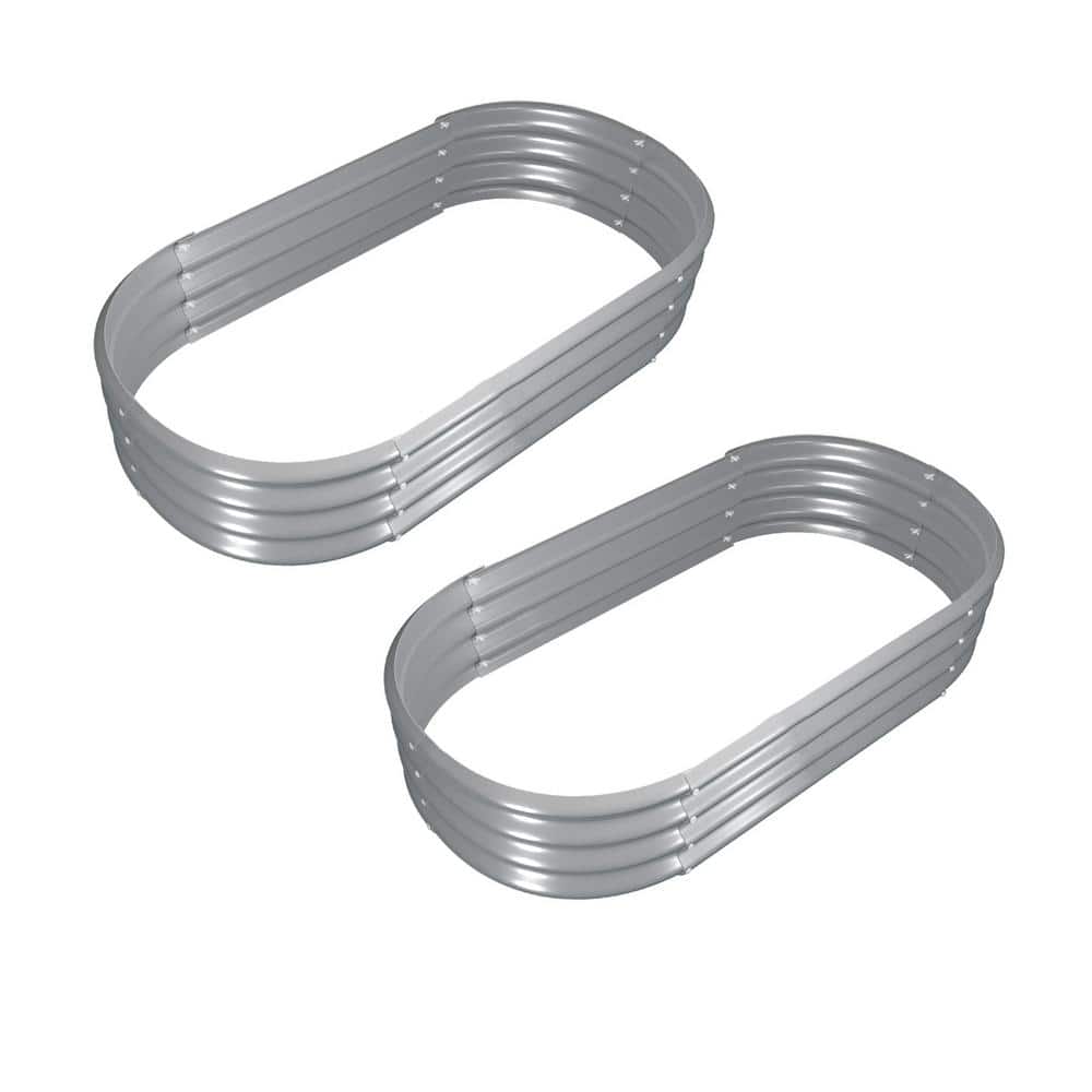 6 x 3 x 1 ft. Oval Galvanized Steel Raised Garden Beds (2-Pack)
