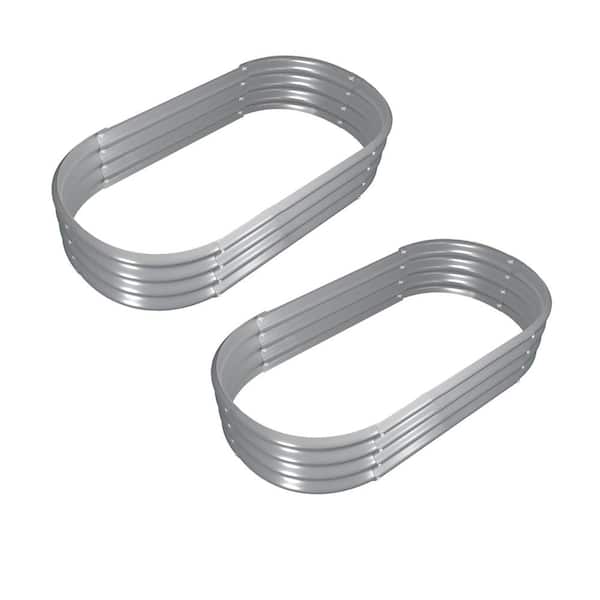Unbranded 6 x 3 x 1 ft. Oval Galvanized Steel Raised Garden Beds (2-Pack)