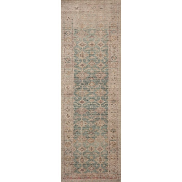 Angela Rose Aubrey 2 ft. 6 in. x 12 ft. Aqua / Sand Traditional Runner Rug