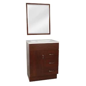 Vanguard 24 in. W x  in. D x  in. H Single Sink Bath Vanity in Hazelnut Glaze with White Cultured Marble Top and Mirror