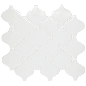 Restore Bright White 11 in. x 12 in. Glazed Ceramic Arabesque Mosaic Wall Tile (7.4 sq. ft./Case)
