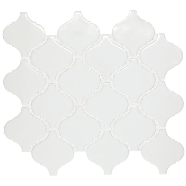 Daltile Restore Bright White 11 in. x 12 in. Glazed Ceramic Arabesque Mosaic Wall Tile (7.4 sq. ft./Case)