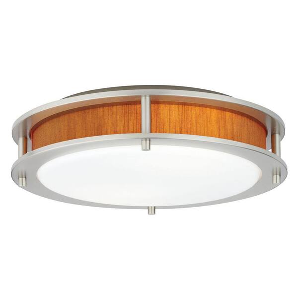 Unbranded Beautility 2-Light Satin Nickel Flush Mount with Harvest Amber Fabric Insert