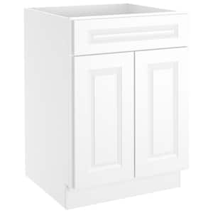 24-in W X 24-in D X 34.5-in H in Raised Panel White Plywood Ready to Assemble Floor Base Kitchen Cabinet with 1 Drawer