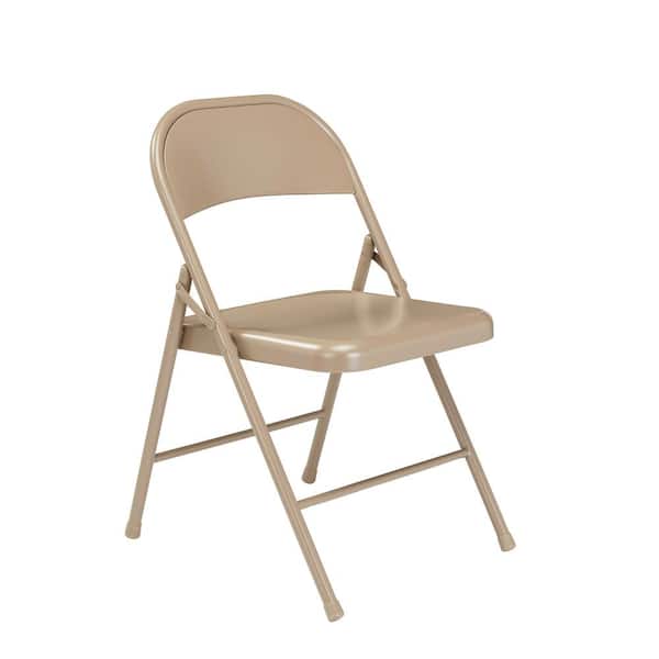 National Public Seating Beige Metal Stackable Folding Chair (Set of 4)
