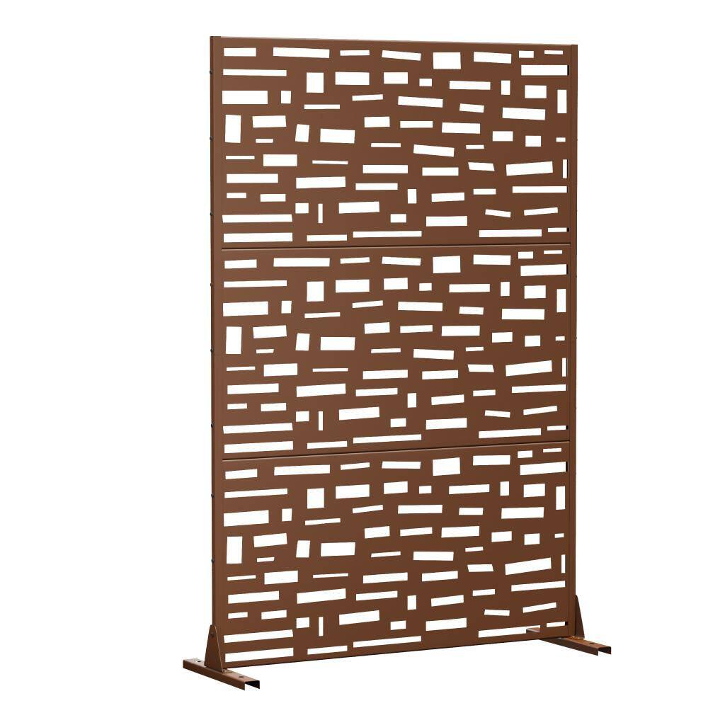 Outdoor Privacy Fence 47 in. L x 16 in. W x 72 in. H Brown Galvanized Steel Garden Privacy Screen price history on PriceWatchPro