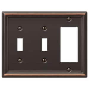 Ascher 3 Gang 2-Toggle and 1-Rocker Steel Wall Plate - Aged Bronze