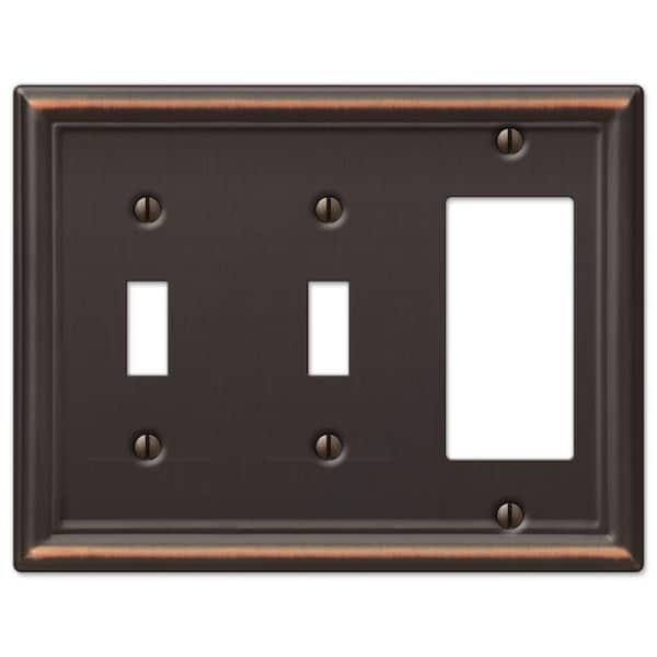 AMERELLE Ascher 3 Gang 2-Toggle and 1-Rocker Steel Wall Plate - Aged Bronze