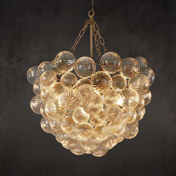 Modern Chandelier 24 in. 6-Light Gold Bubble Chandelier for Dinning Room, Living Room, Foyer, Bedroom