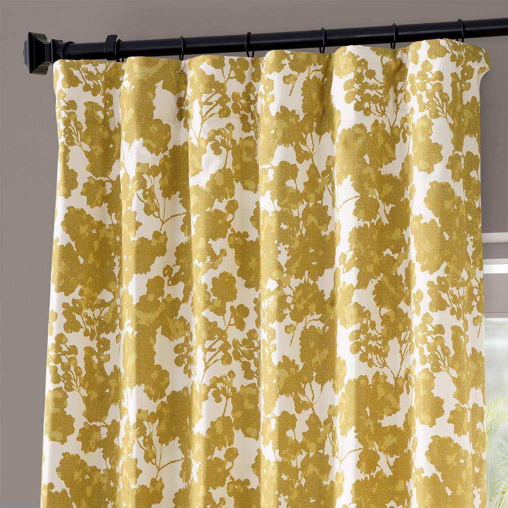 Fleur Gold 108" Cotton Room-Darkening Curtain Panel