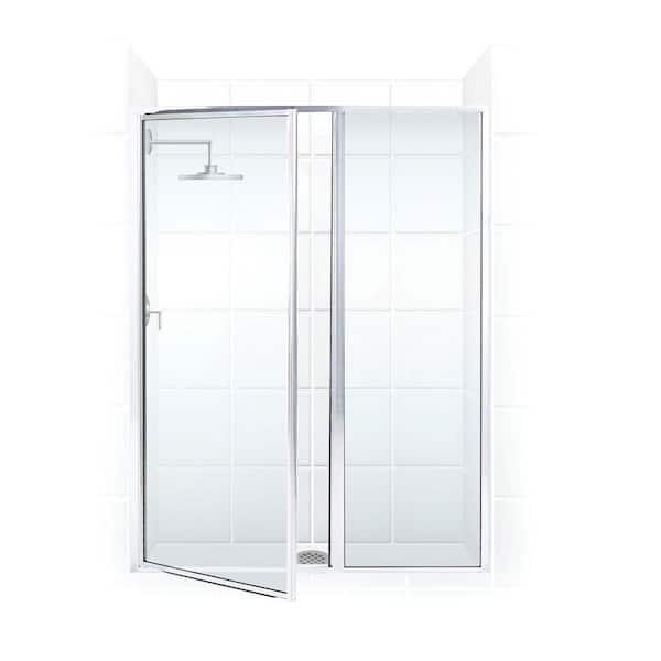 Coastal Shower Doors Legend Series 43 in. x 66 in. Framed Hinged Swing Shower Door with Inline Panel in Platinum with Clear Glass