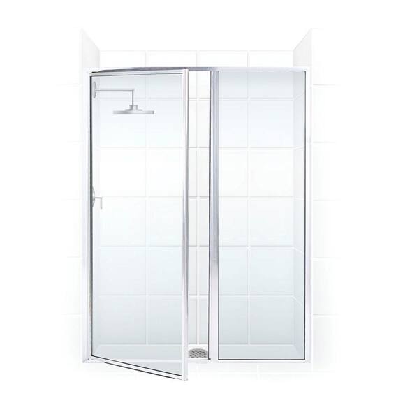 Coastal Shower Doors Legend Series 49 in. x 69 in. Framed Hinge Swing Shower Door with Inline Panel in Platinum with Clear Glass