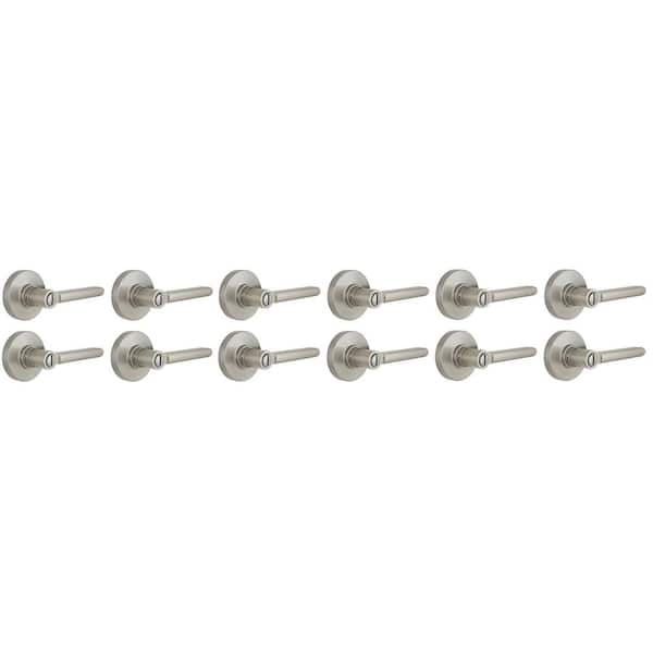 Tonebridge Satin Nickel Bed/Bath Door Lever with Round Rose 12-Pack