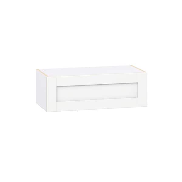 J COLLECTION Milton 30 in. W x 14 in. D x 10 in. H Assembled Shaker Wall Bridge Kitchen Cabinet in Bright White with Lift Up Door