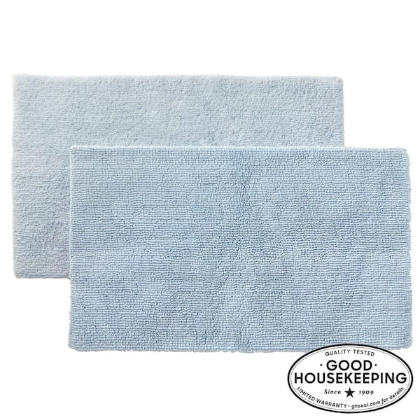 Home Decorators Collection Raindrop 17 in. x 24 in. Cotton Reversible Bath Rug (Set of 2)