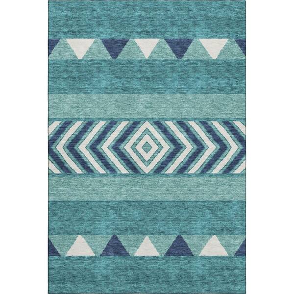 Addison Rugs Mayfield Premium Machine Washable Abstract AMF965 Teal 9 ft. x 12 ft. Area Rug