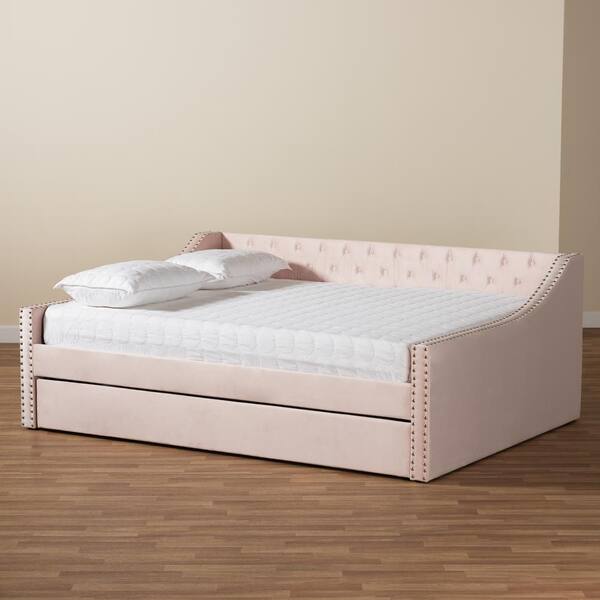 Baxton Studio Raphael Pink Queen Daybed with Trundle 187 11483 HD