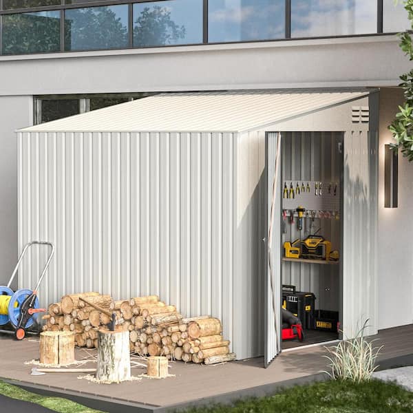 AECOJOY 6 ft. W x 8 ft. D Outdoor Metal Lean to Shed Garden