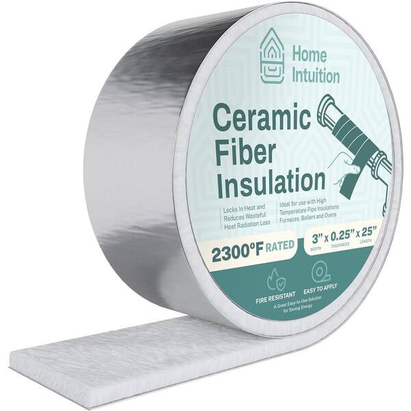 HOME INTUITION 3 in. x 25 ft. Ceramic Water Pipe Insulation Wrap Roll 2300F  Rated Outdoor Pipe Wrap Insulation Tape (2-Pack) PW314CF-2 - The Home Depot