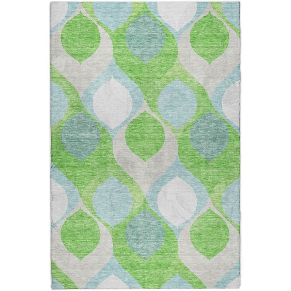 Dream Shag Premium Machine Washable Abstract ADS749 Lime 9 ft. x 12 ft. Area Rug