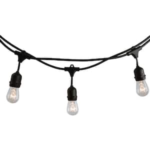 Outdoor/Indoor 48 ft. Plug-in S14 Incandescent Black String Light with Clear Bulbs Included 15 Sockets (2-Pack)