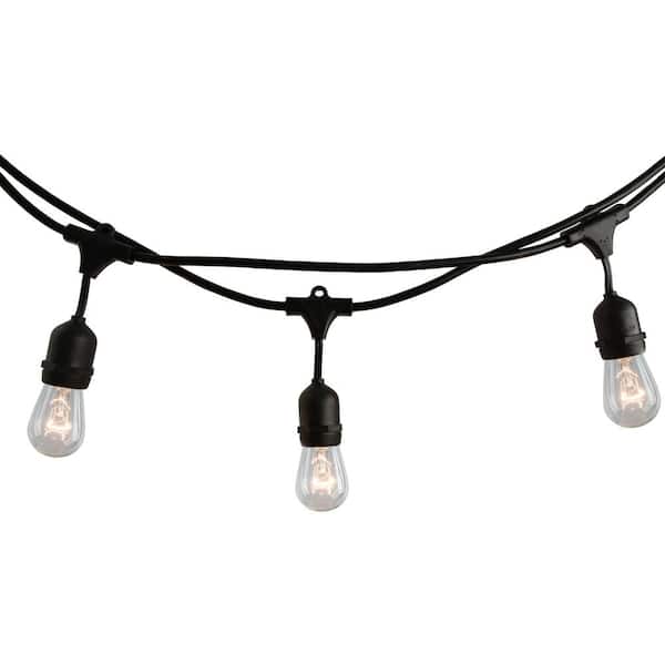 Bulbrite Outdoor/Indoor 48 ft. Plug-in S14 Incandescent Black String Light with Clear Bulbs Included 15 Sockets (2-Pack)