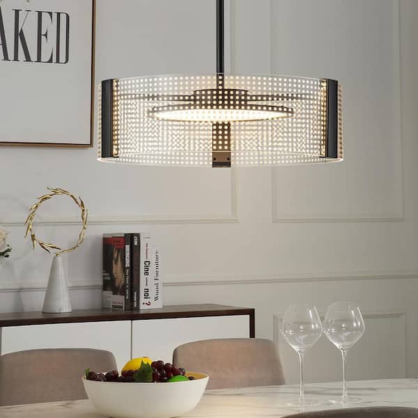 37-Watt 1-Light Black Modern Integrated LED Pendant Light