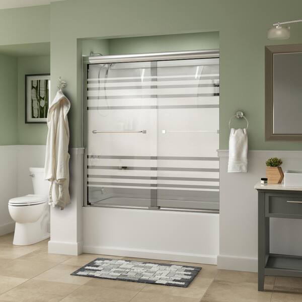 Everly 60 in. x 58-1/8 in. Traditional Semi-Frameless Sliding Bathtub Door in Chrome and 1/4 in. (6mm) Clear Glass Everly 60 in. x 58-1/8 in. Traditional Semi-Frameless Sliding Bathtub Door in Chrome and 1/4 in. (6mm) Clear Glass