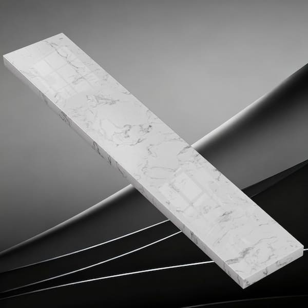 24 in. W x 4 in. H Engineered Stone Vanity Backsplash in Carrara White for Vanity Sink Top,Window Sill,Door Transitions
