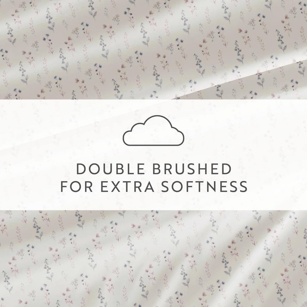 California King Ivory Floral Microfiber Sheet Set