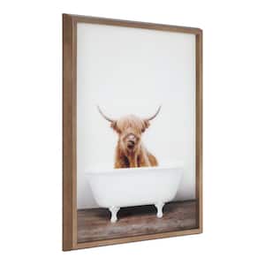 Blake "Highland Cow in Tub Color" by Amy Peterson Art Studio Framed Printed Glass Wall Art 18 in. x 24 in.