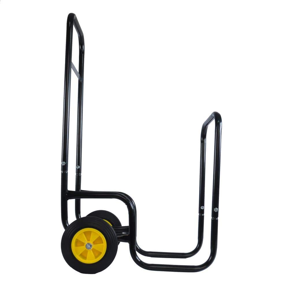 39.37 in. Heavy-Duty Metal Outdoor Firewood Rack with Wheels