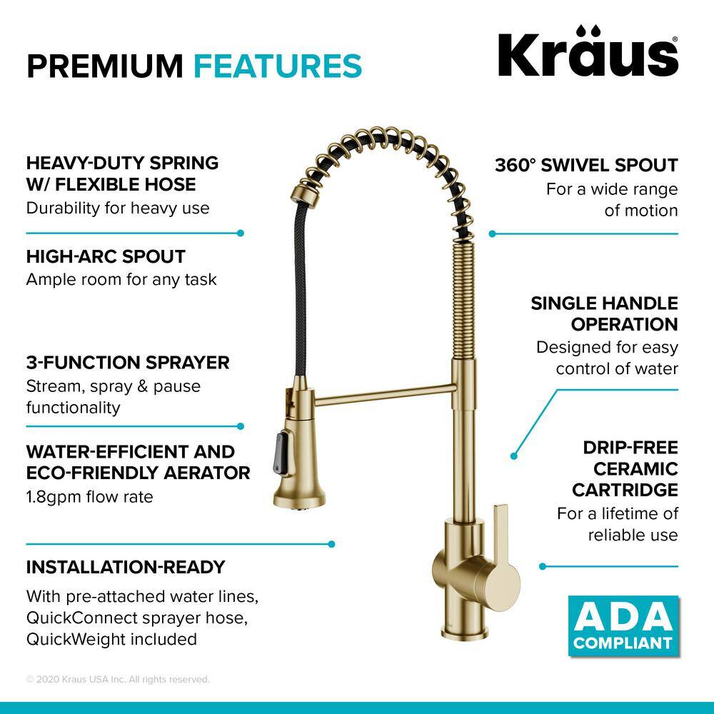 Champagne Bronze Commercial Style Pull-Down Kitchen Faucet