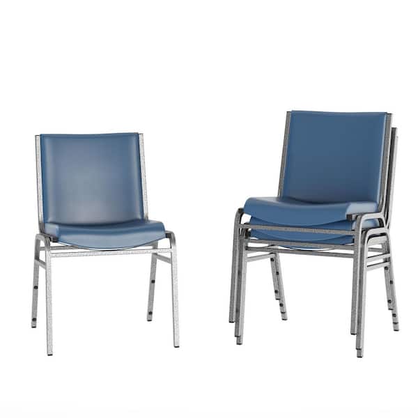 Hercules Navy Vinyl Stack Chair Set of 4 with Padded Heavy Duty