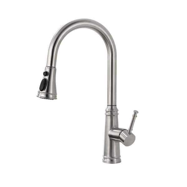 Satico Residential Single Handle Touch Pull Down Sprayer Kitchen Faucets in Brushed Nickel