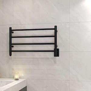 4-Towel Electric Heated Holders Stainless Steel Wall Mounted Towel Warmer for Bathroom in Black