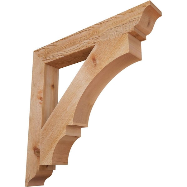 4 in. x 28 in. x 28 in. Western Red Cedar Balboa Traditional Rough Sawn Bracket