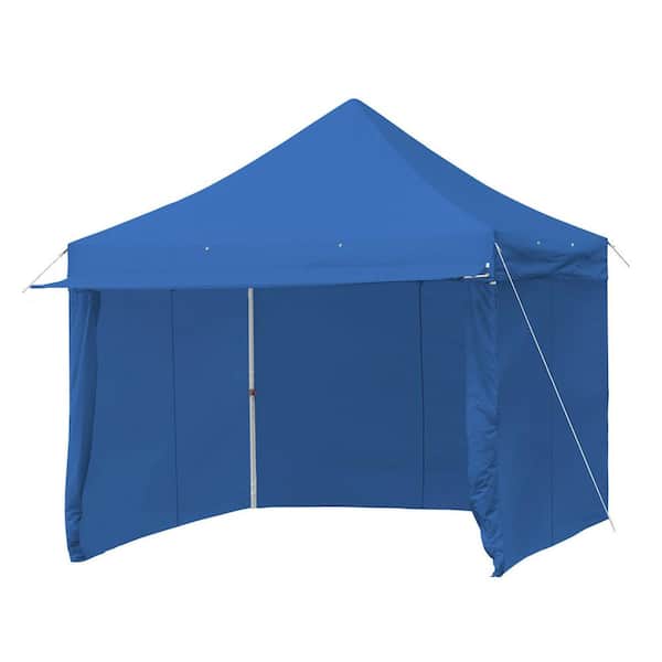 WELLFOR 10 ft. x 10 ft. Adjustable Height Pop-Up Gazebo Tent in Blue