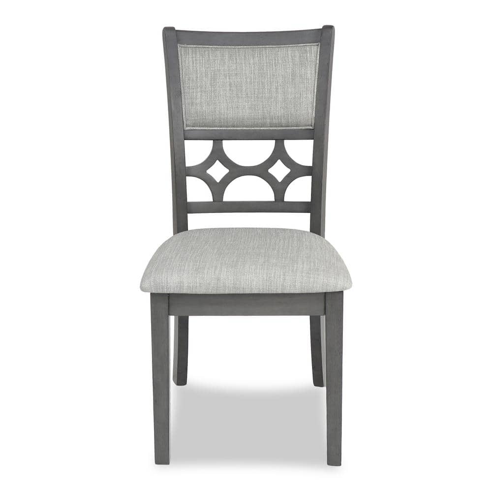 Gray Round Wood Dining Table Set with 4 Chairs