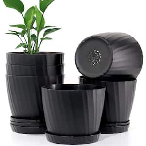 Garden 7 in. L x 6.1 in. W x 5.7 in. H Black Plastic Round Indoor/Outdoor Planter (6-Pack)