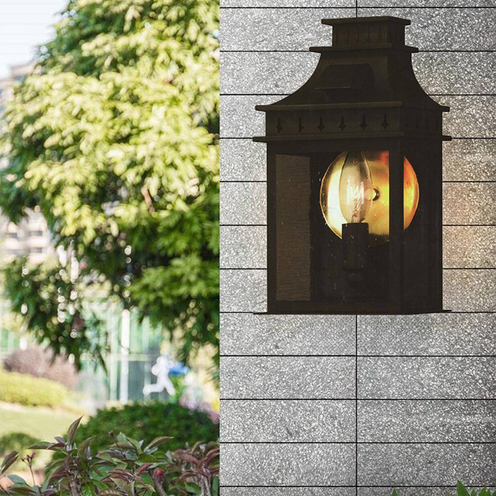 Antique Bronze Outdoor Wall Lantern with Clear Glass Shade