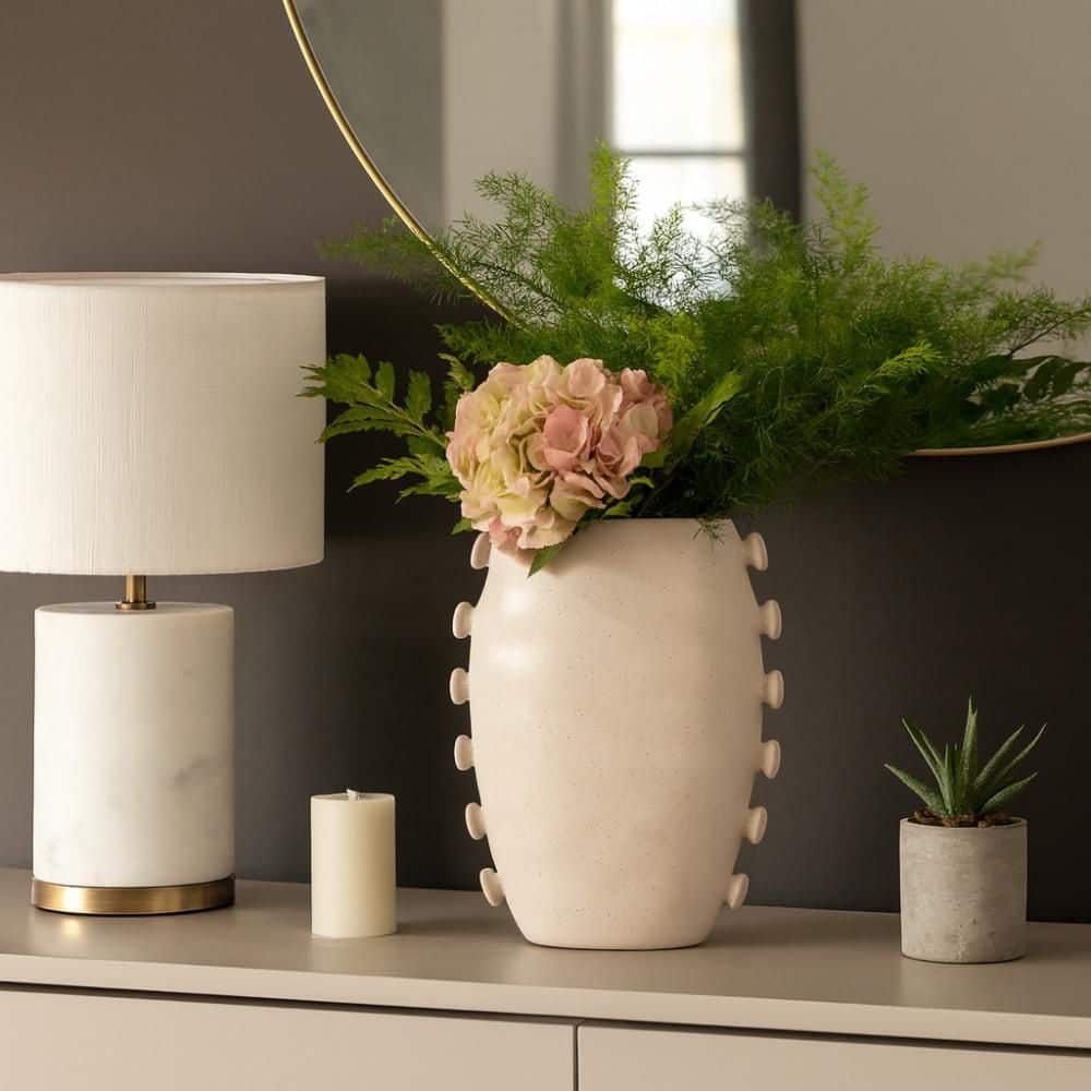 14 in. Ivory Ceramic Cylinder Decorative Vase price history on PriceWatchPro