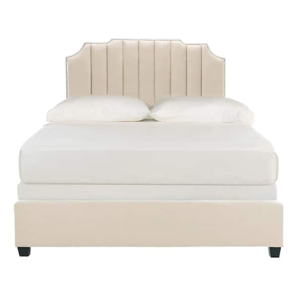 SAFAVIEH Streep Off-White Queen Upholstered Bed