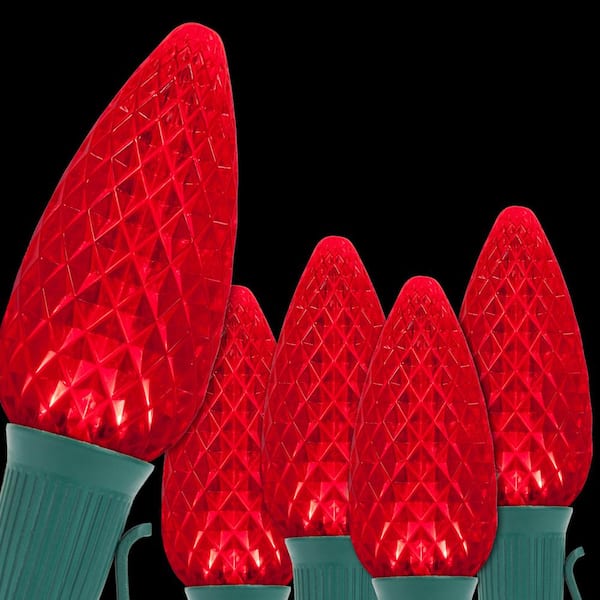 Wintergreen Lighting OptiCore 24 ft. 25-Light Red LED Faceted C9 String Light Set